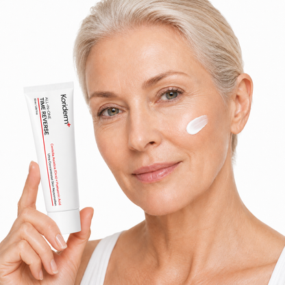 Lindalia Time Reverse All-In-One Anti-Aging Cream, applied for bright, youthful skin