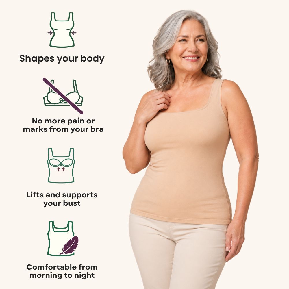 Lindalia built-in bra shaper tank, shapes your body