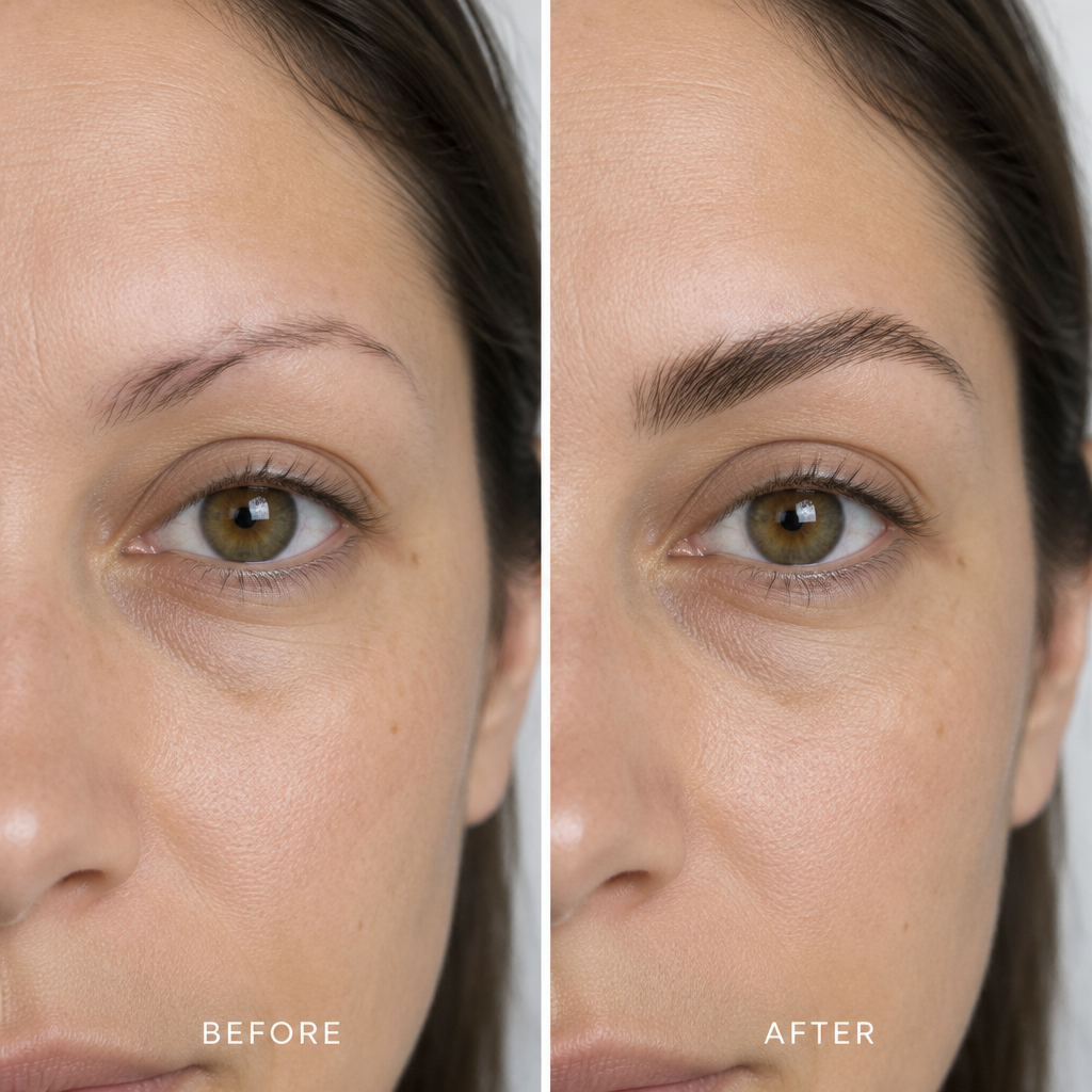 Eyebrows before and after, natural