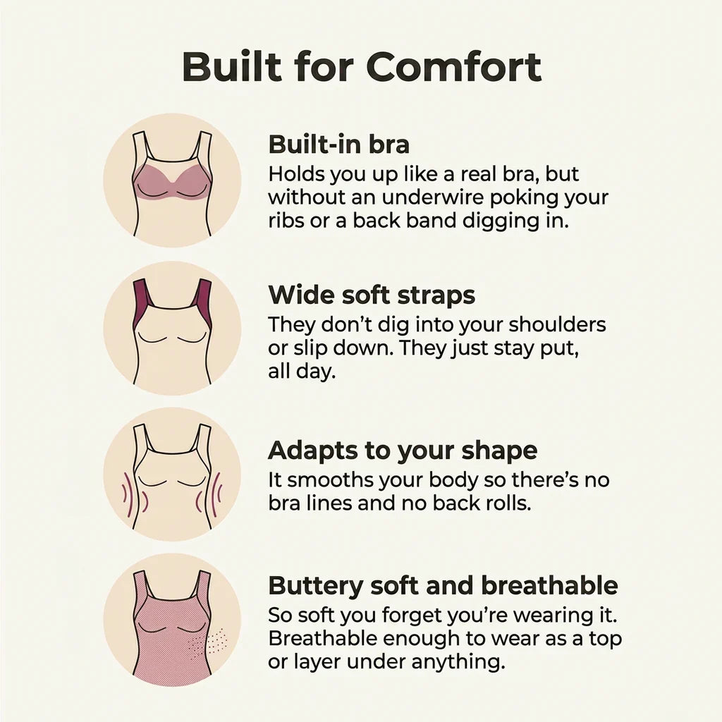 Lindalia built-in bra shaper tank, built for comfort
