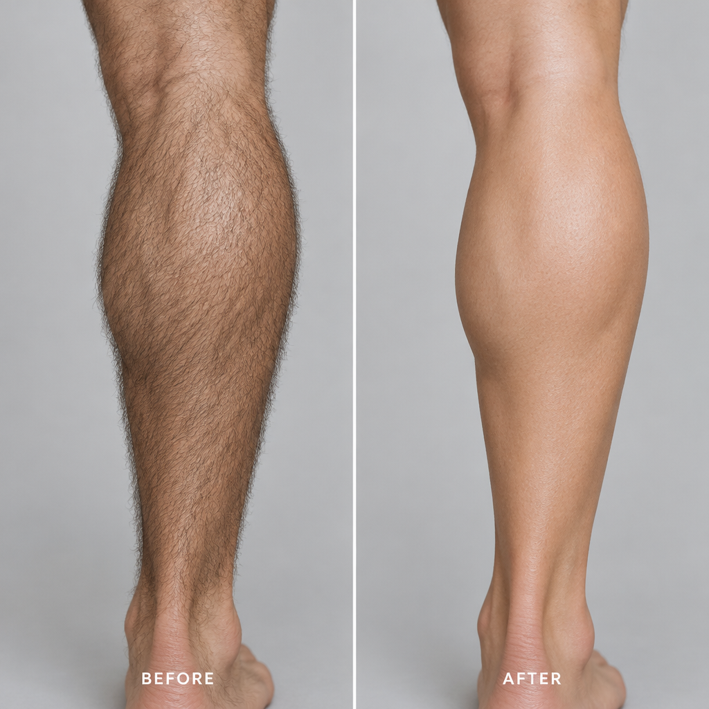 Leg hair before and after