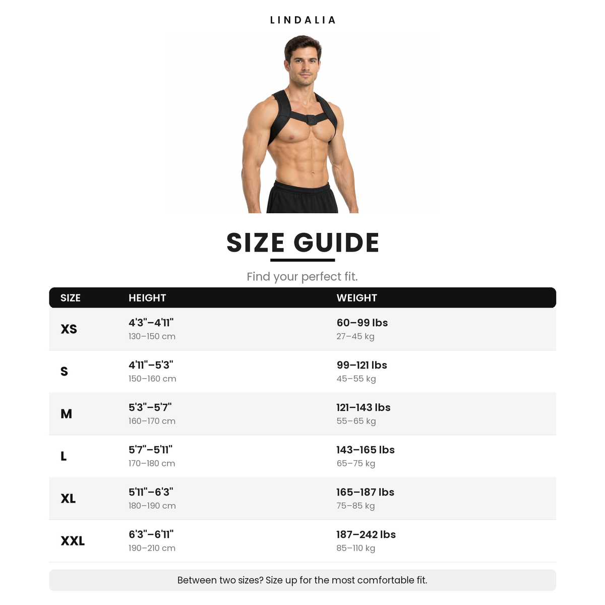 Posture Trainer size guide