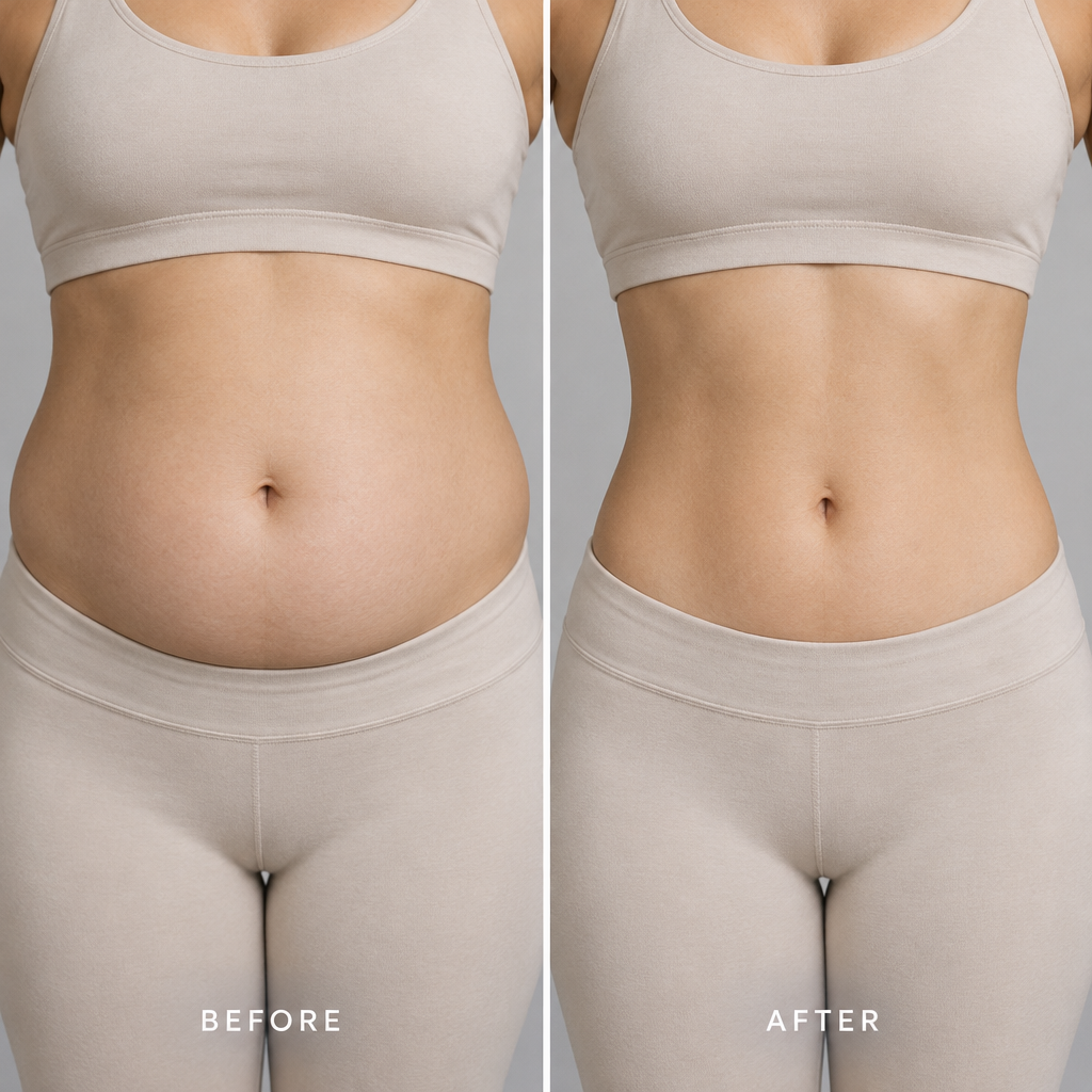 Belly bloat before and after