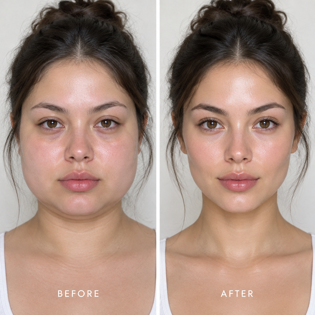 Face puffiness before and after