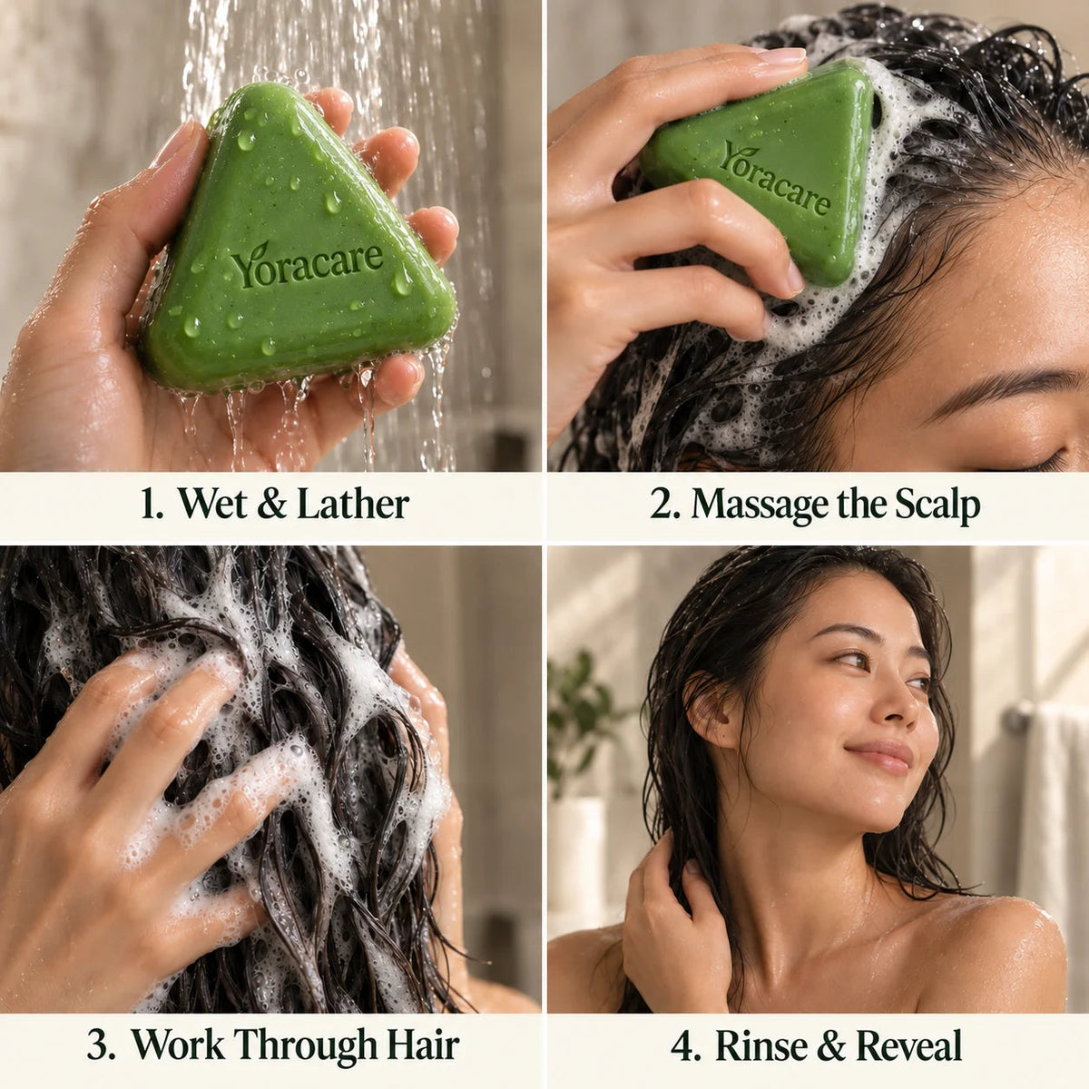 Lindalia Korean Scalp Revival Bar, how to use, wet, lather, massage, rinse